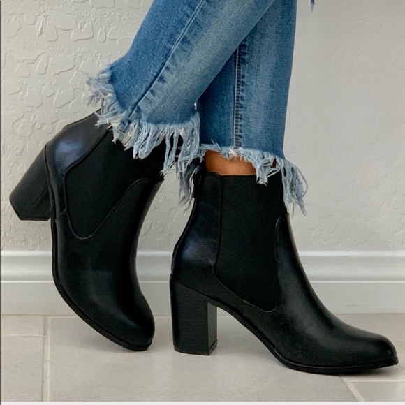 Boutique Shoes - NIB Black Block Chunky Heel Chelsea Ankle Boots